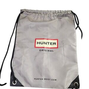 Hunter Original Grey Nylon Drawstring Backpack Cinch Bag Logo Sport Gym Sackpack